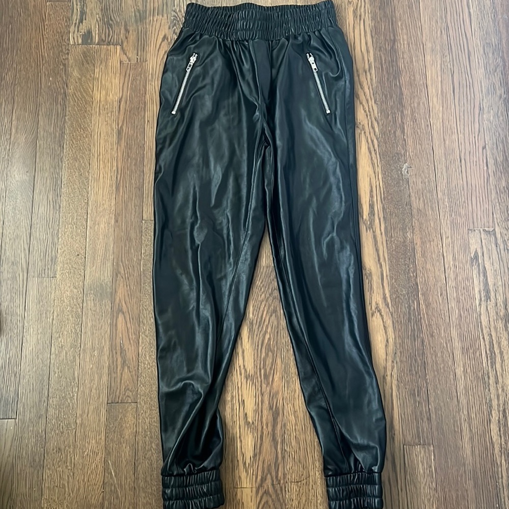 NWT Black Faux leather joggers